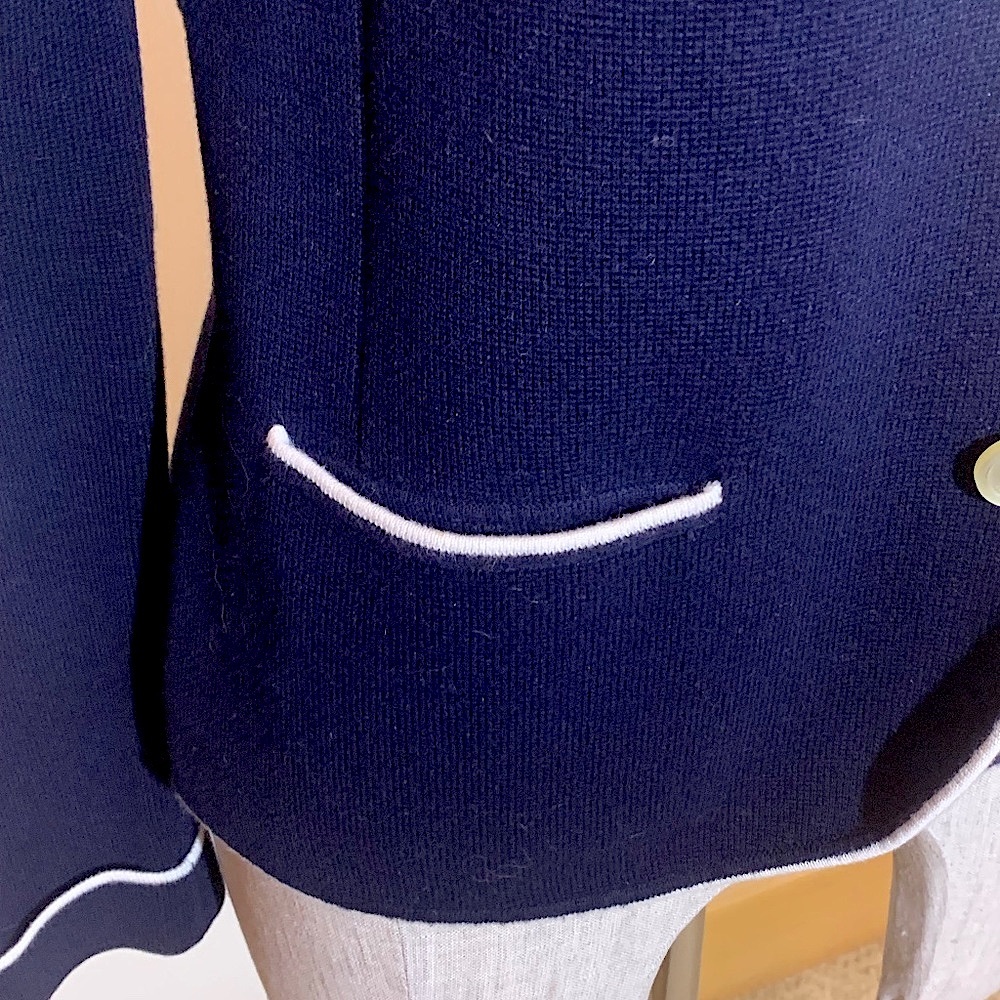 💥EUC💥 Lauren Ralph Lauren Navy Sweater Jacket w/White Piping - Size Small✨✨✨ - Picture 3 of 11